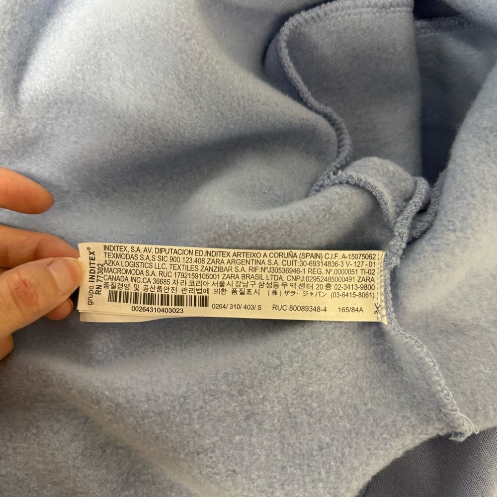 Zara Sky Blue Women's Zip-Up Hoodie - Picture 6 of 6